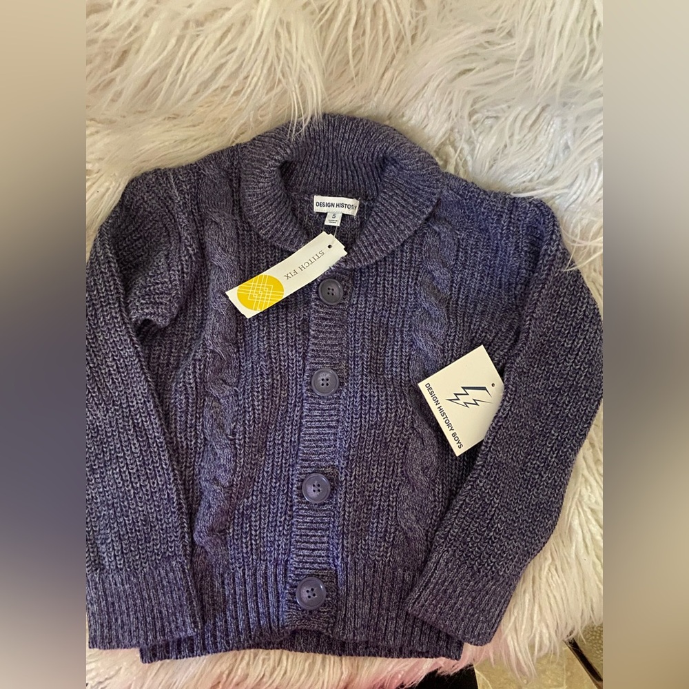 Design History Kids Heathered Purple Cable Knit Sweater